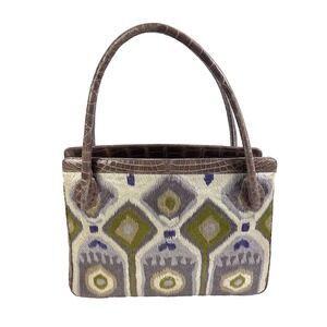 Darby Scott Blair Satchel Crocodile Embroidered Handbag Purse Amethyst READ